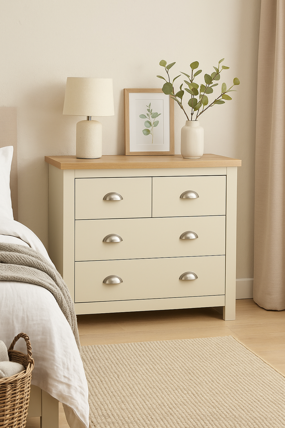 Ite  4 Drawer Chest of Drawers - Cream Bedroom Furniture with Storage