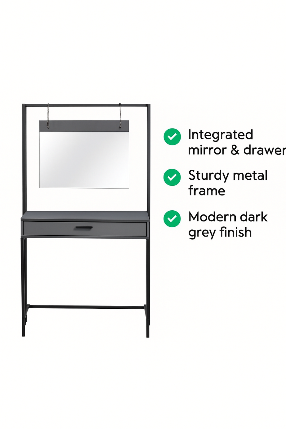 Modern Lavish Kitchen Isle dressing table with mirror, featuring a sleek design and spacious surface for makeup and accessories.