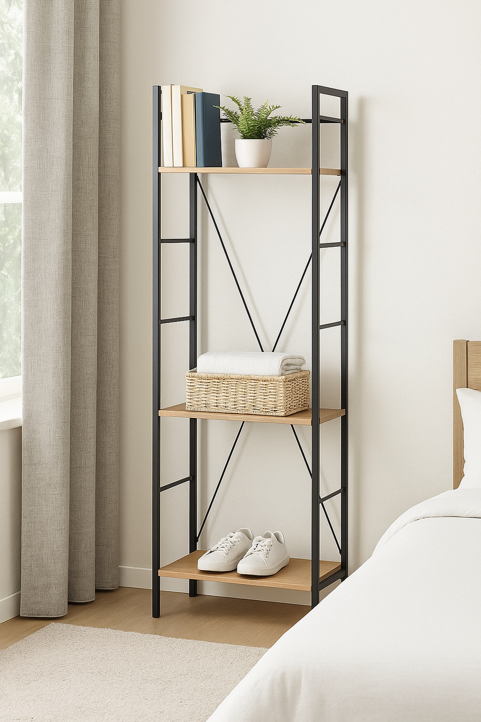 Alaga Wardrobe with Hanging Rail and Shelves 3 – Riviera Oak Wardrobe Storage Cupboard for Bedroom Furniture