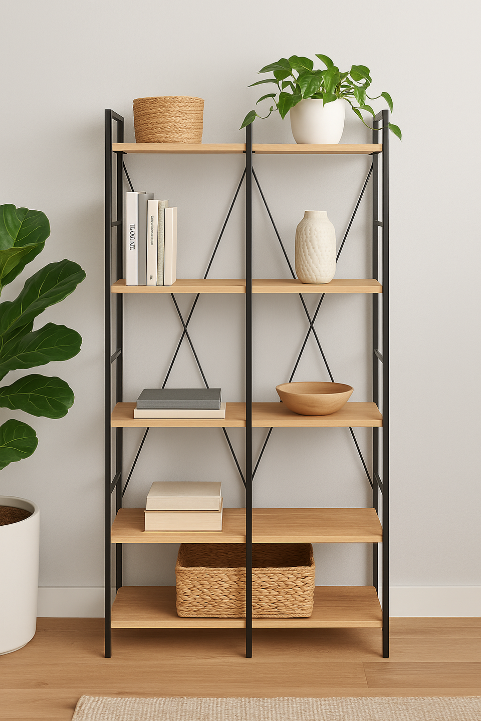 Alaga Wardrobe with Hanging Rail and 8 Shelves Riviera Oak Wardrobe Storage Unit for Bedroom Furniture