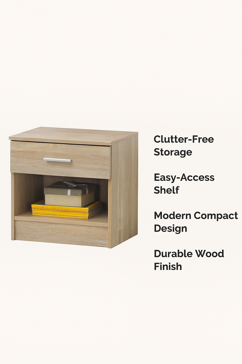 Modern Nightstand with 1 Drawer Bedside Table with Shelf Storage