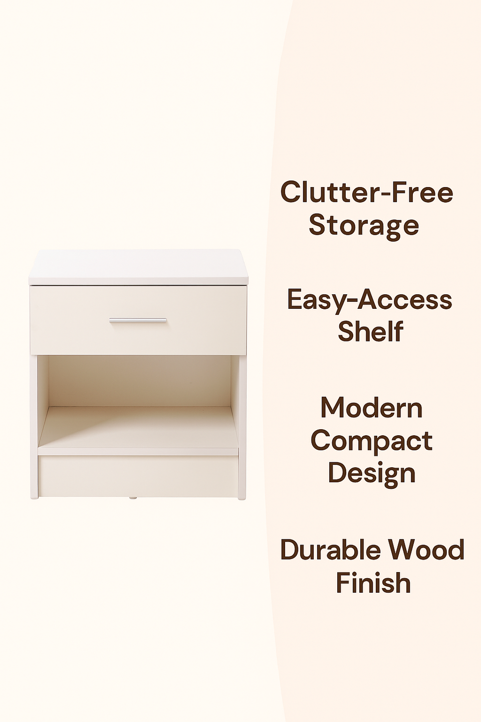 Modern Nightstand with 1 Drawer Bedside Table with Shelf Storage