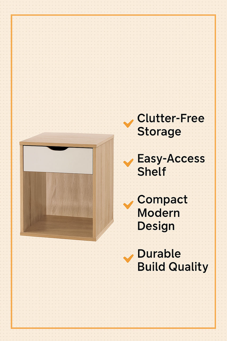 Modern Nightstand with 1 Drawer Bedroom Furniture Bedside Cabinet Storage