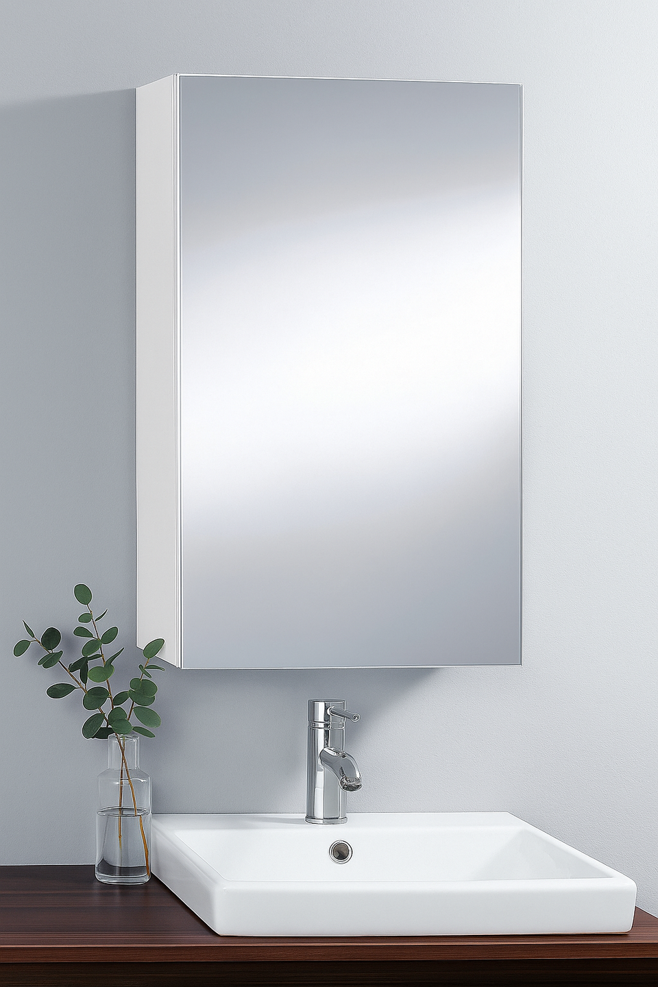 Lavish Kitchen Isle Ancini 400mm wall-mounted bathroom cabinet with mirrored door for compact, stylish bathroom storage.