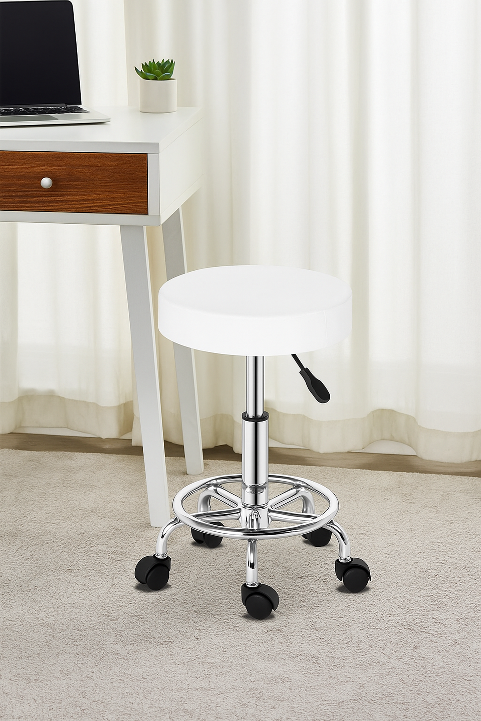 Round Stool Feet Rotation Bar Stool Black