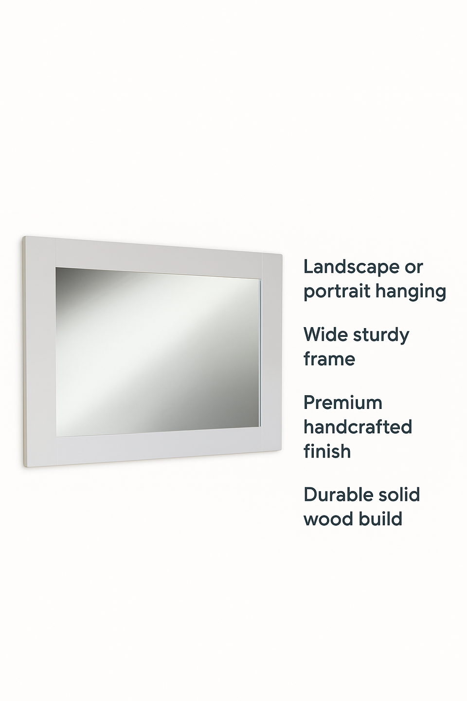 Large Grey Wall Mirror – Signature Range Solid Wood Frame, Portrait or Landscape