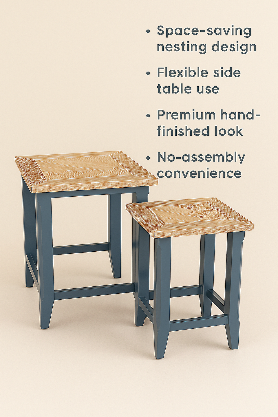 Signature Blue Nest of Two Tables