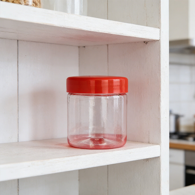 Set of reusable plastic food storage containers with secure lids from Lavish Kitchen Isle, ideal for kitchen organization and food preservation.