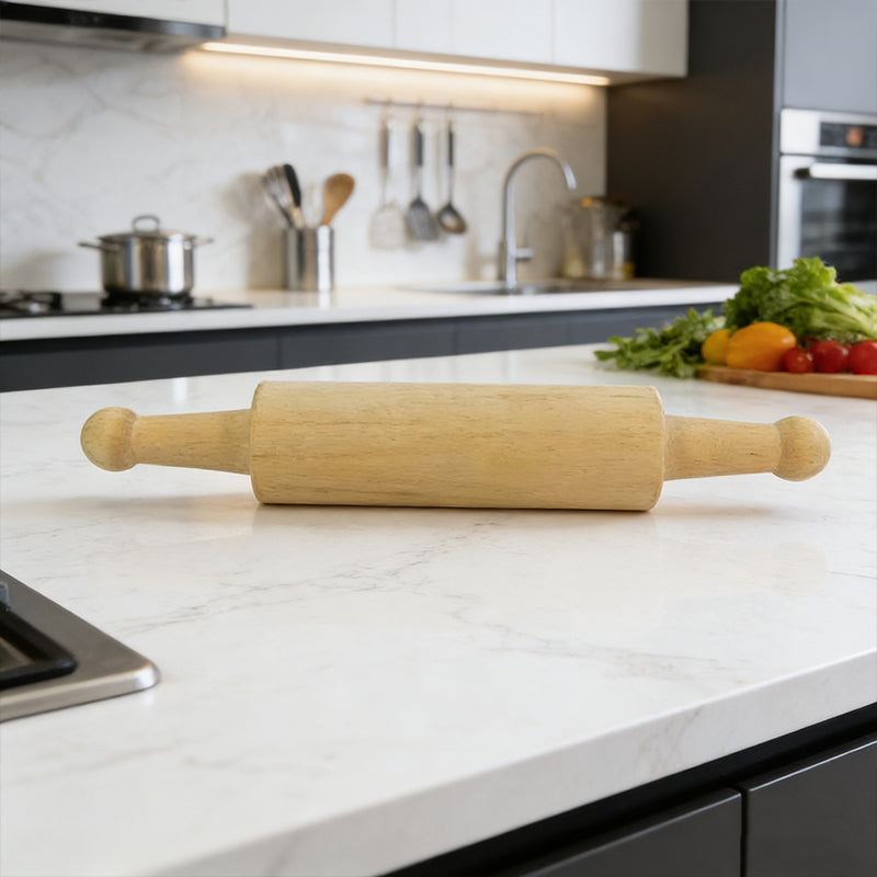 Durable Wooden Rolling Pin with Comfortable Handle for Home Baking and Dough Rolling