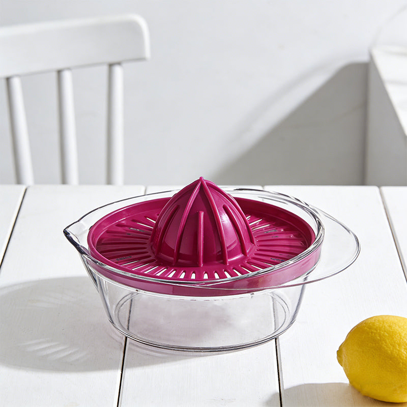 Lavish Kitchen Isle manual lemon juicer squeezer in vibrant colors, 500 ml plastic citrus press for fresh juice extraction.