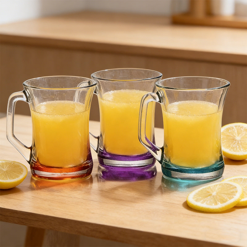 3PCS Zen Coral 225cc Glass Tea Cups – Durable Clear Glass Mugs