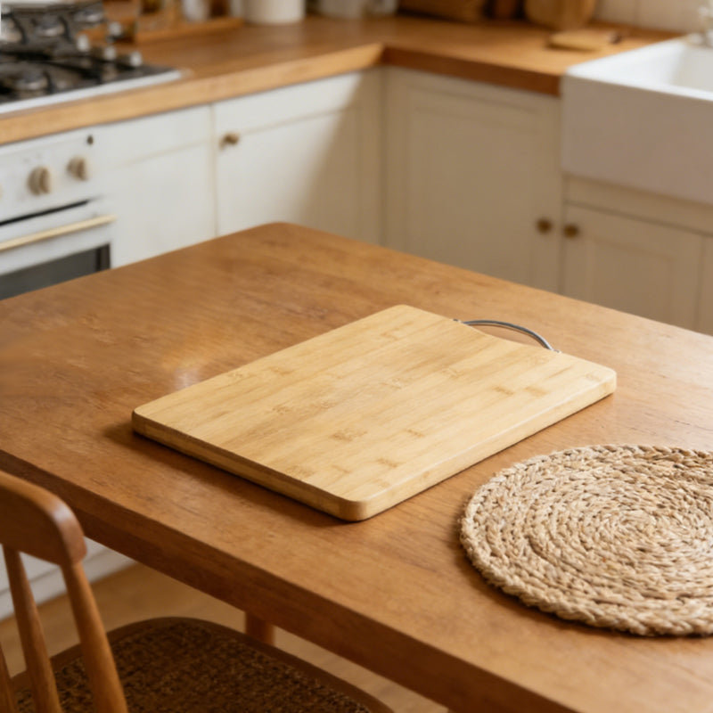 Large bamboo wooden chopping board by Lavish Kitchen Isle, ideal for food prep, meat, and vegetable chopping, 34x24cm size.