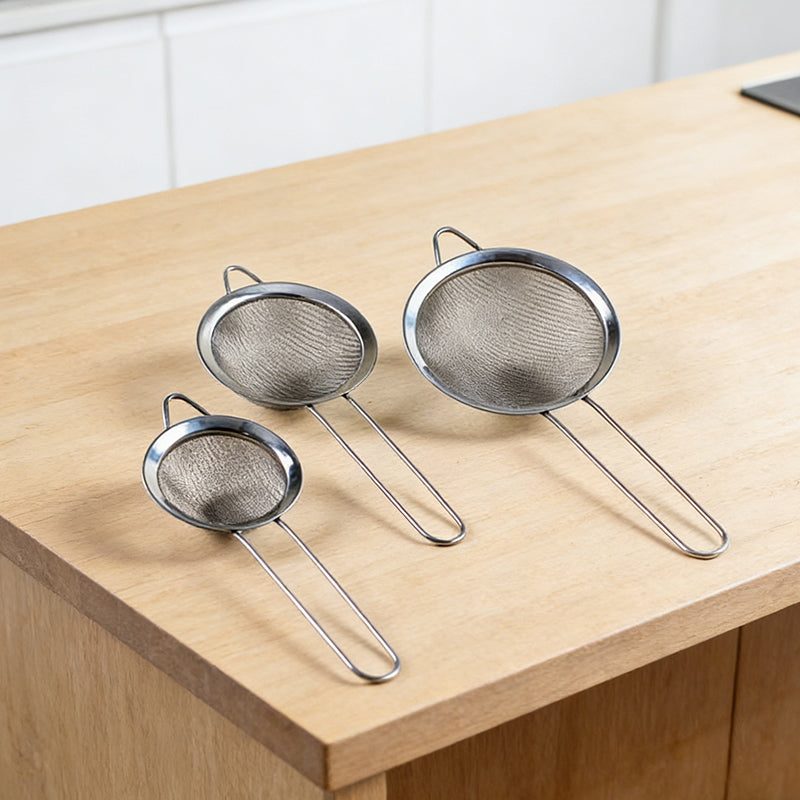 Lavish Kitchen Isle premium stainless steel kitchen strainers, 3-piece fine mesh set for draining and sifting in the kitchen