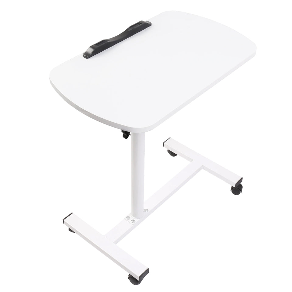 Adjustable Overbed Table Tray with Wheels – White – Home & Medical Use