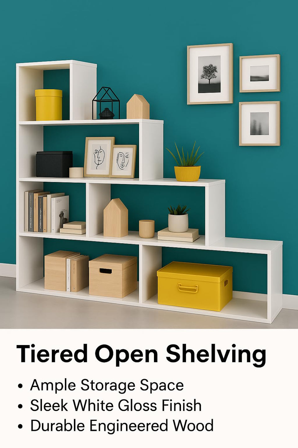 Contemporary White Gloss Storage and Display Bookcase – 120 cm