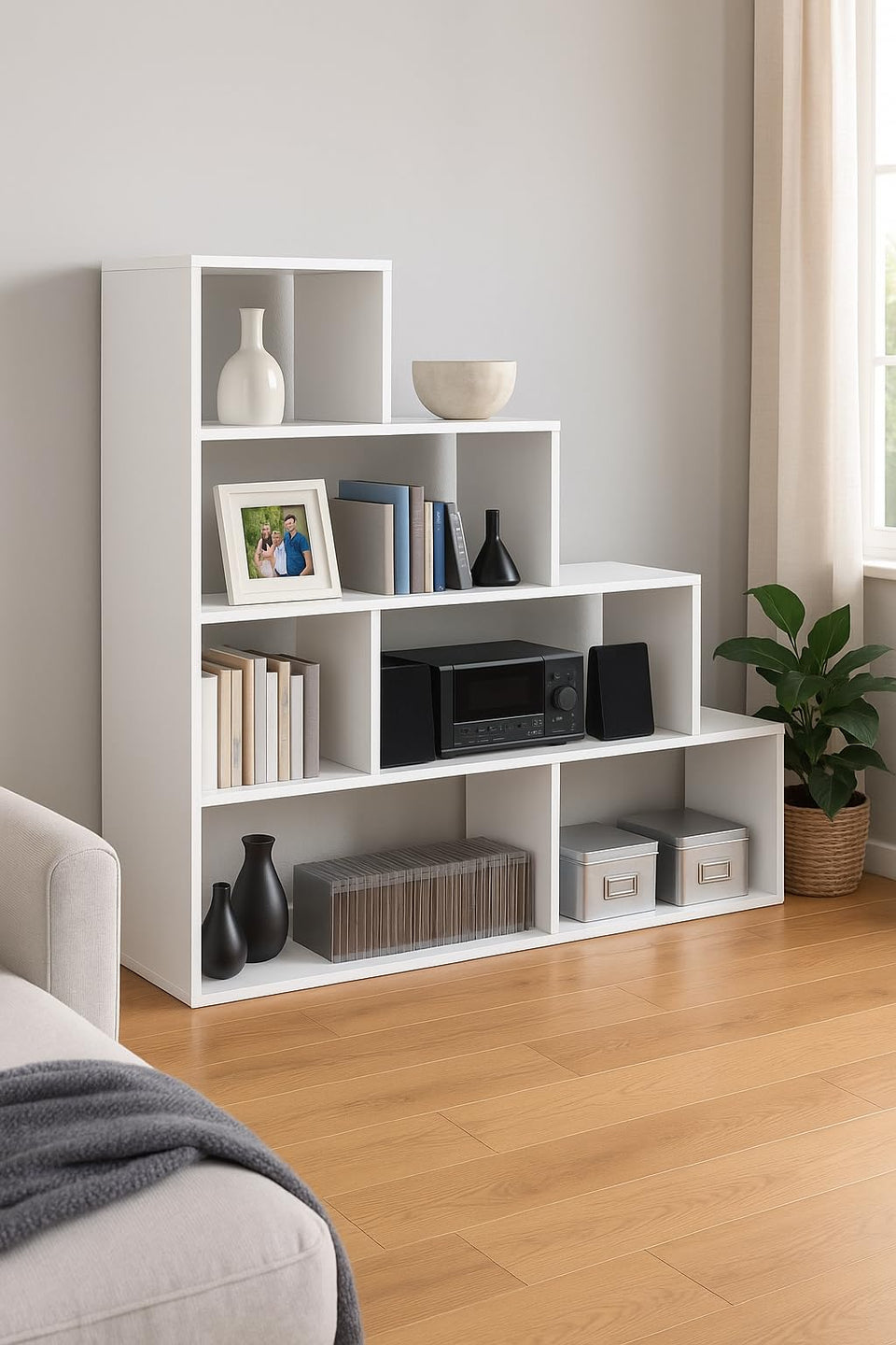 Contemporary White Gloss Storage and Display Bookcase – 120 cm
