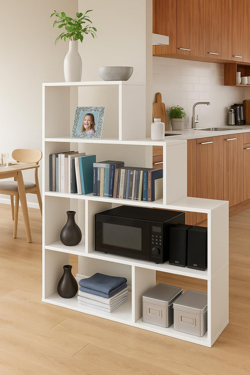 Contemporary White Gloss Storage and Display Bookcase – 120 cm