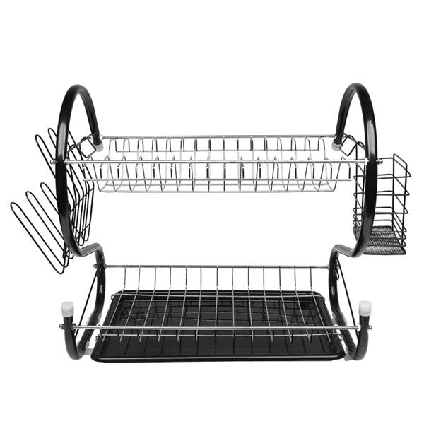 Multifunctional S-shaped Dual Layers Dish Drain Rack Black