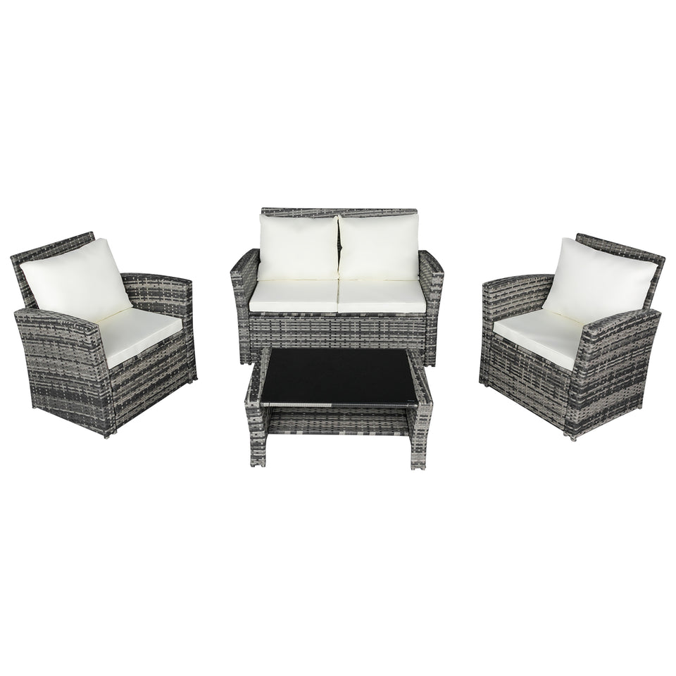 Outdoor Rattan Sofa Combination Four-piece Package-Grey