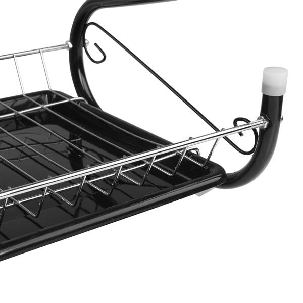 Multifunctional S-shaped Dual Layers Dish Drain Rack Black
