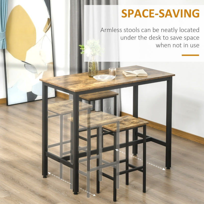 Set of 2 Kitchen Breakfast Bar Chairs with Footrest, Counter Height Island Stools for Dining Area, Home Pub, Rustic Brown