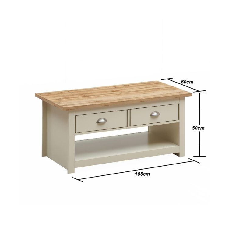 Ite 3 Piece Living Room Set 2 Door TV Unit, 1 Door Sideboard, 2 Drawer Coffee Table - Cream & Oak Effect
