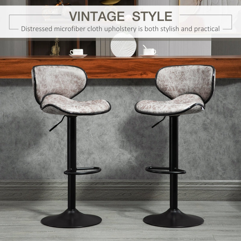 Set of 2 Adjustable PU Leather Bar StoolsHome Bar, Kitchen, Café Counter Stools Armless with Footrest Bar Stools  Swivel Seat