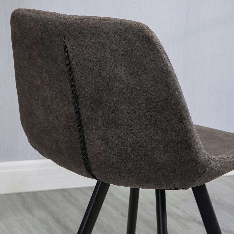 Set Of 2 Bar Stools Vintage Microfiber Cloth Padded Home Bar Cafe Kitchen Chair Dark