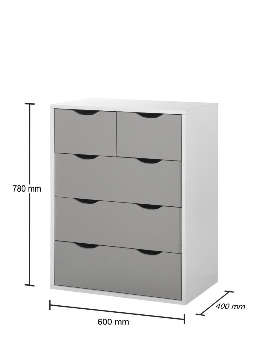 4 Piece Bedroom Set 3+2 Wardrobe Storage Hanging Door Cupboard With Shelving Drawer- White and Grey