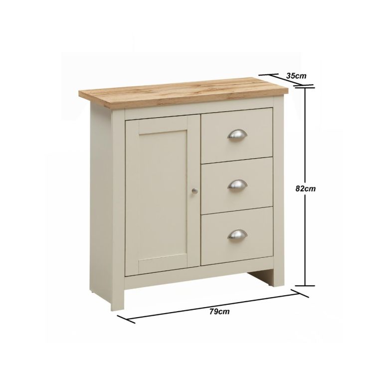 Ite 3 Piece Living Room Set 2 Door TV Unit, 1 Door Sideboard, 2 Drawer Coffee Table - Cream & Oak Effect