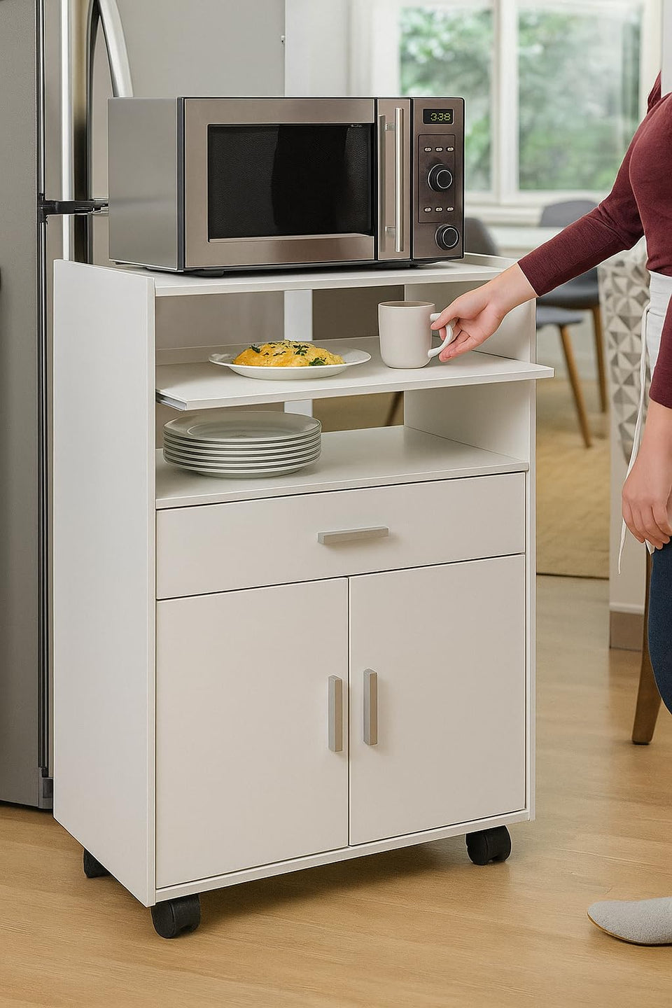 White and Grey Kitchen Trolley