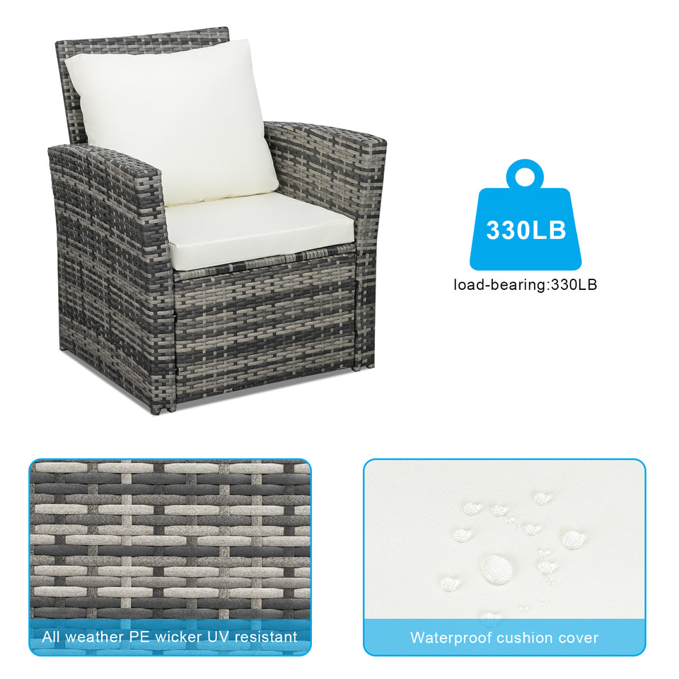 Outdoor Rattan Sofa Combination Four-piece Package-Grey