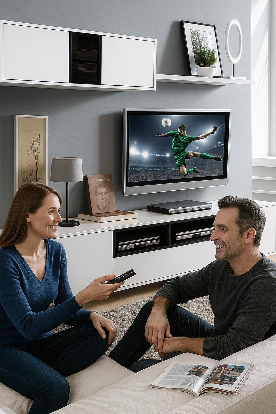 Bloom White Gloss Modern TV Stand Cabinet Unit  with Wall Shelf and Storage