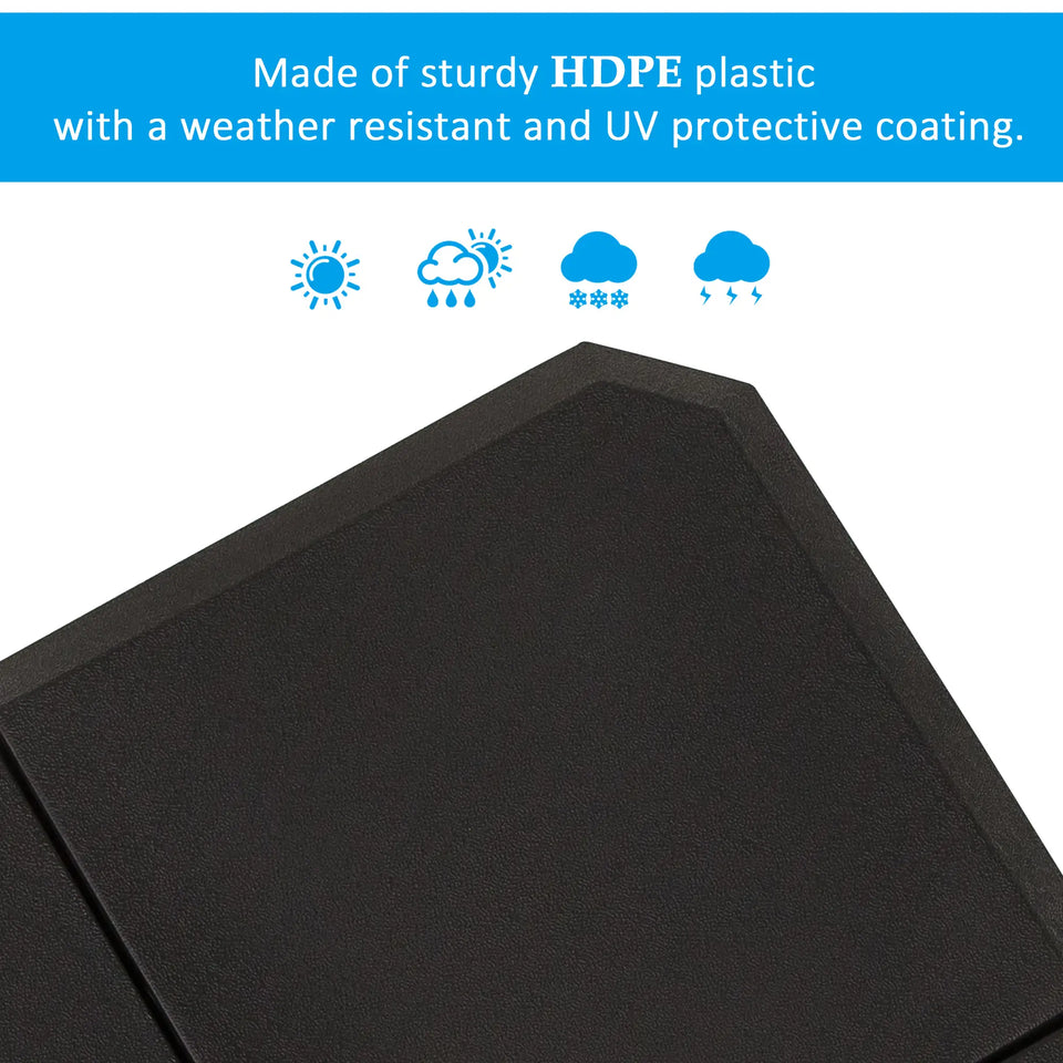 Black 4-piece Cantilever Parasol Base Weight Set with fillable outdoor umbrella weights, up to 120kg, suitable for patio umbrellas.