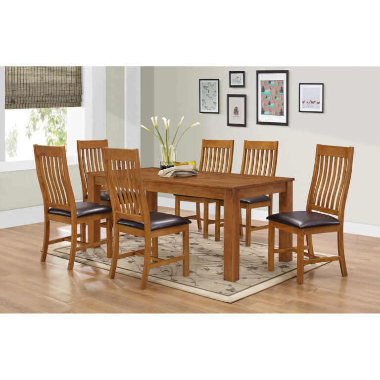 Adderley Dining Set with 6 Chairs Walnut - Lavish Kitchen Isle