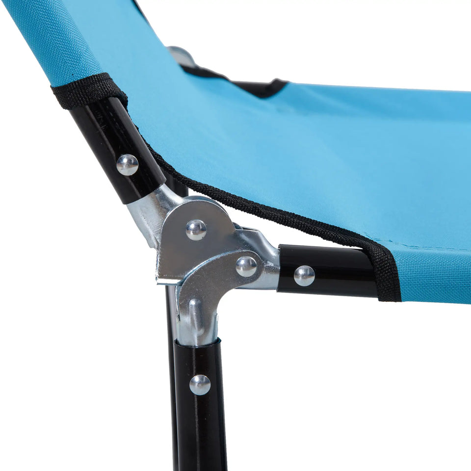 Folding Sun Lounger - 5-Position Adjustable Outdoor Reclining Chair (Light Blue) - Lavish Kitchen Isle