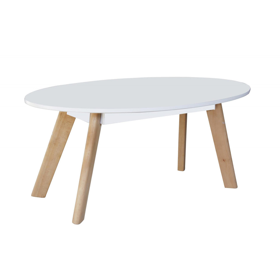 Belgium White Oval Coffee Table – Modern High Gloss Living Room Centre Table with Elegant Contemporary Design - Lavish Kitchen Isle