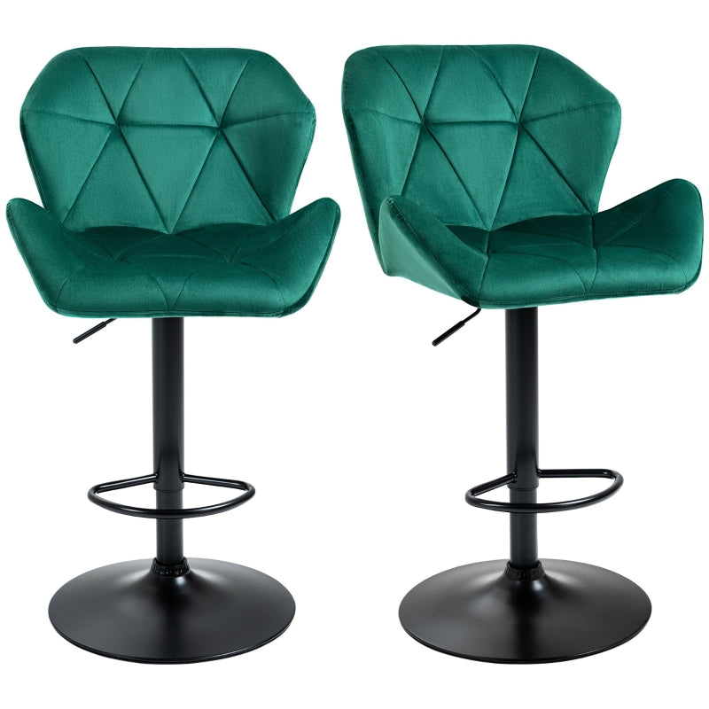 Set of 2 Adjustable Velvet Bar Stools Stylish Breakfast Stools for Kitchen, Home Bar, and Café with Footrest