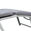 Grey foldable garden sun lounger chair with cushion and headrest, heavy-duty outdoor recliner from Lavish Kitchen Isle