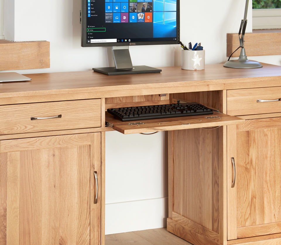 Mobel Oak Large Hidden Office Twin Pedestal Desk