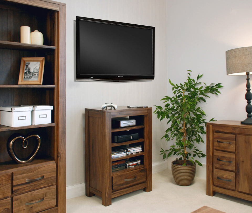 Baumhaus Mayan Solid Walnut Entertainment Ancillary Cabinet – 90 cm height