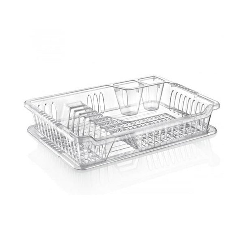 Clear Medium Plastic Dish Drainer Plate and Cutlery Rack with Drip Tray - Lavish Kitchen Isle