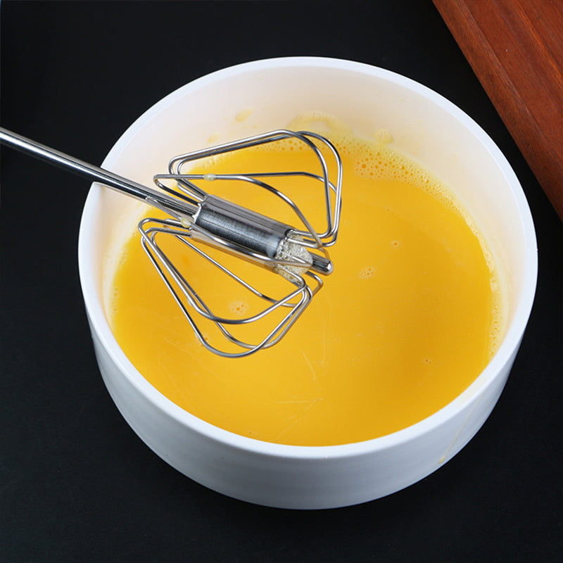 30 cm 2pc Metal Hand Press Egg Whisk Beater Rotary Whisk Blender