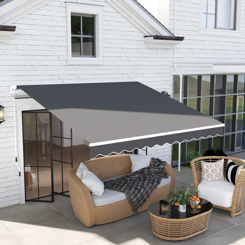3 x 2.5m Manual Garden Patio Awning with Crank Handle – Dark Grey