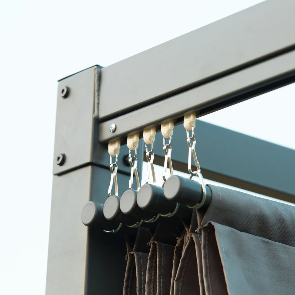 3x2m Metal Pergola with Retractable Canopy - Modern Outdoor Garden Gazebo (Grey)