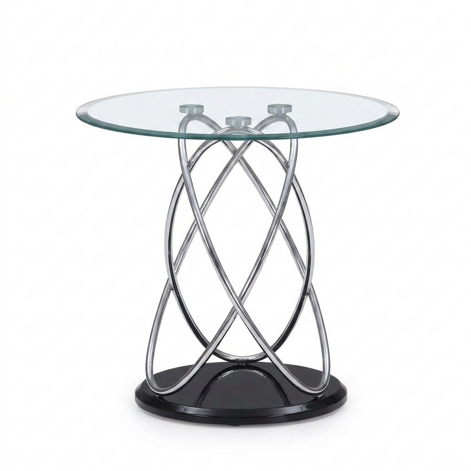 Modern Eclipse clear glass lamp table by Lavish Kitchen Isle with sleek tempered glass surface and minimalist design.