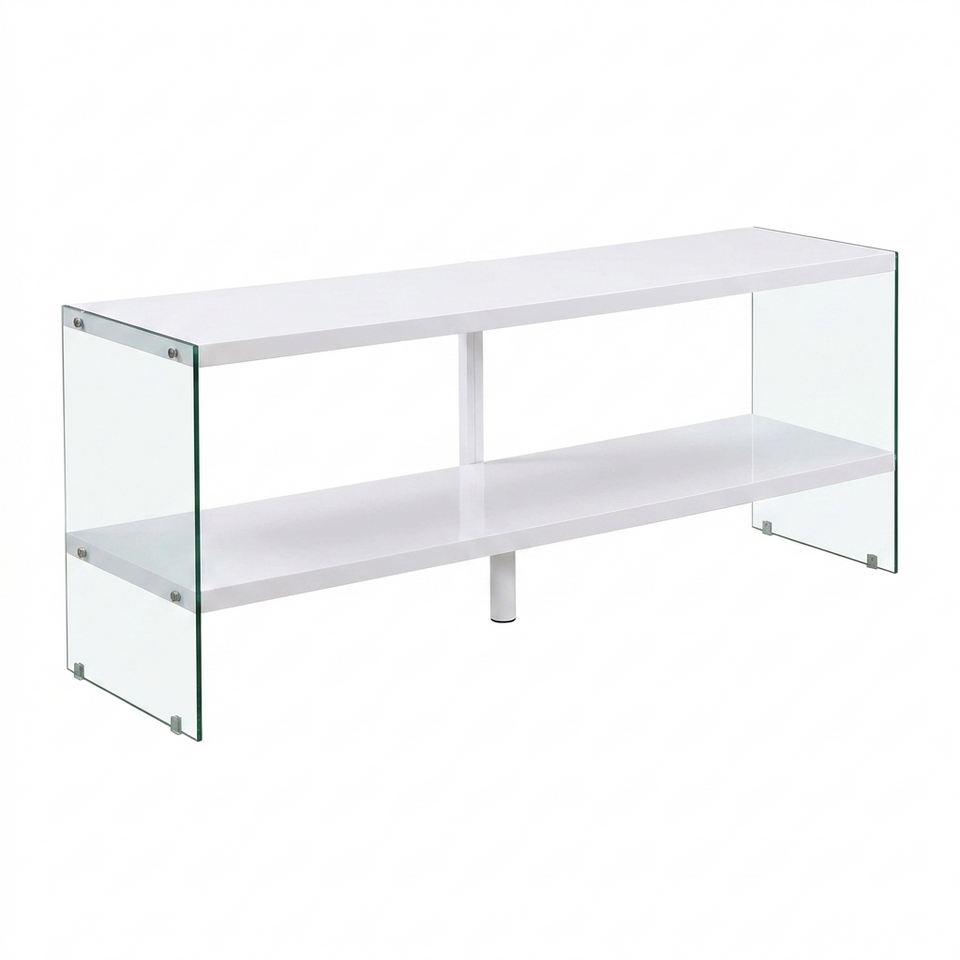 Lavish Kitchen Isle Marco White high gloss glass sideboard with sleek modern design and display storage for contemporary interiors.