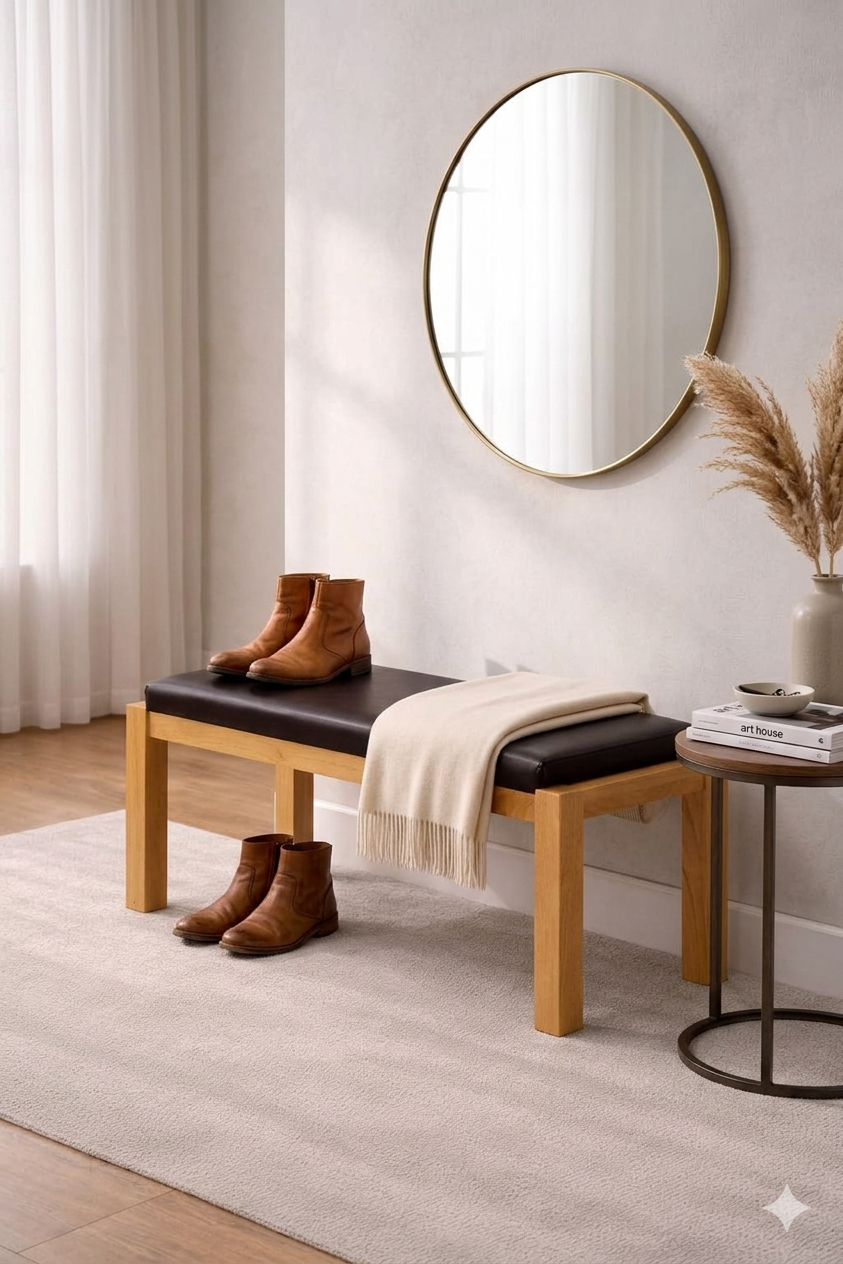 Hamra Natural Oak Dining Bench by Lavish Kitchen Isle, solid wood with a sleek design for kitchen and dining areas.