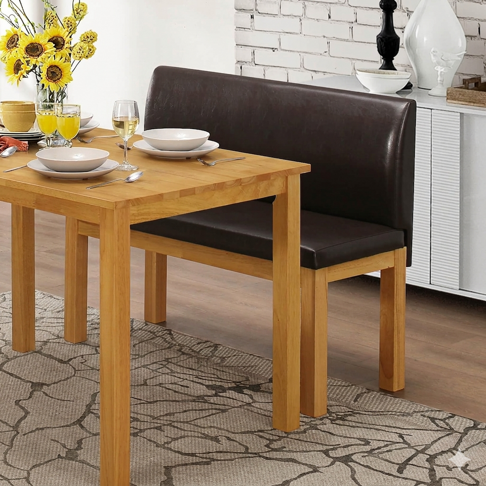 Lavish Kitchen Isle Hamra Natural Oak Bench with backrest, premium solid wood dining bench for stylish interior decor.
