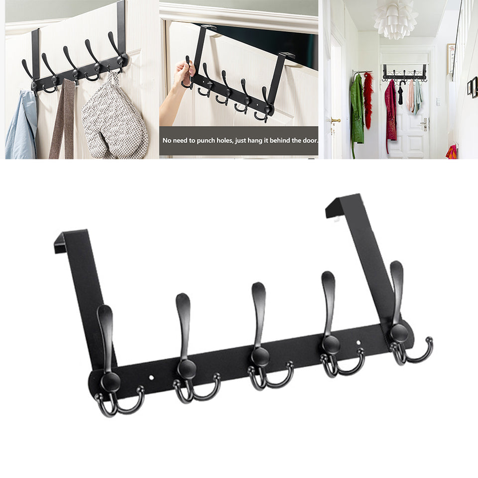 Over Door Hook Rack – Stainless Steel Tri Hook Design in Black or Silver